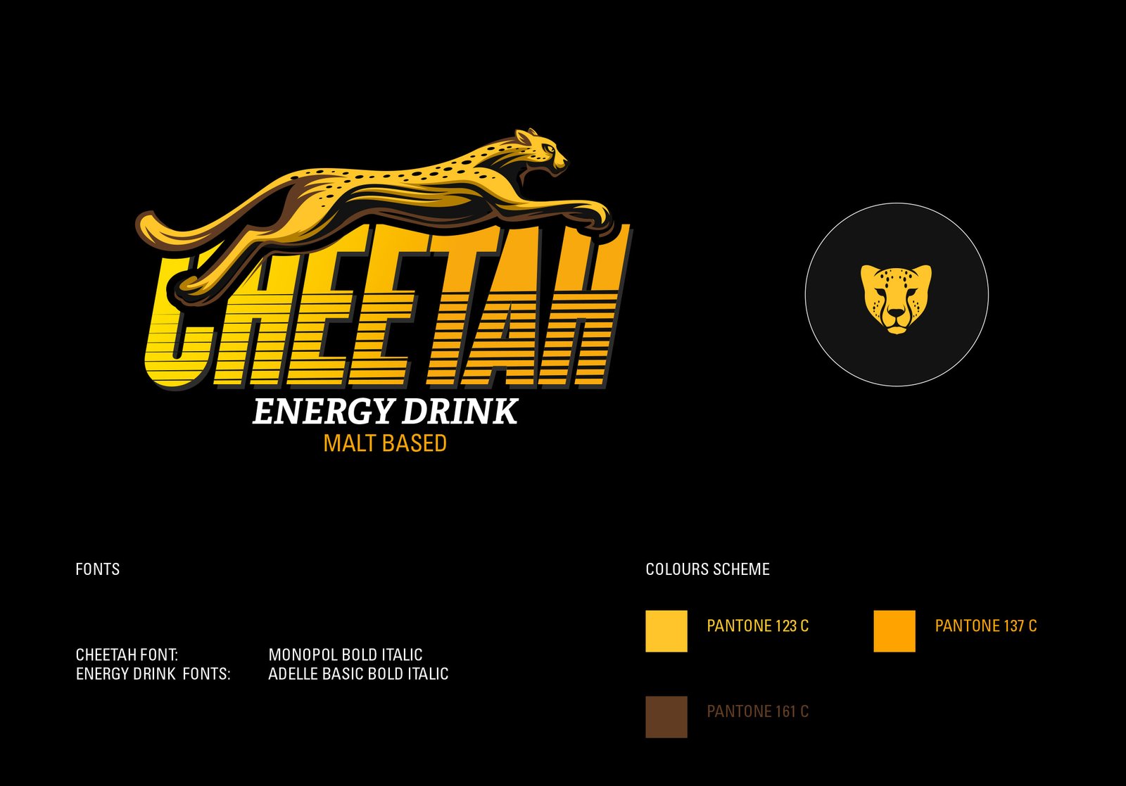 cheetah energy dring branding elements and colour scheme