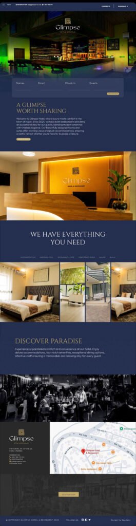 glimpse hotel website main page