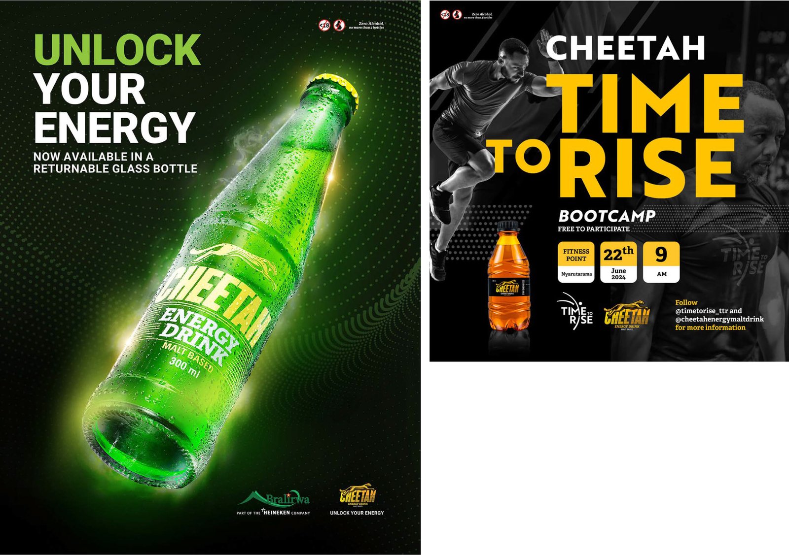 twin images of a cheetah bottle and the cheetah bootcamp communication